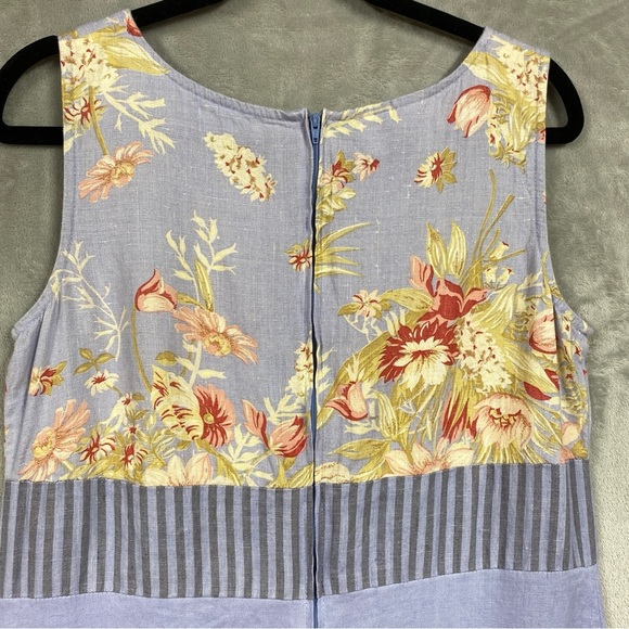 Vintage Carol Anderson 100% Linen Artsy Striped Floral Print Dress Set Sz Small - Picture 13 of 16